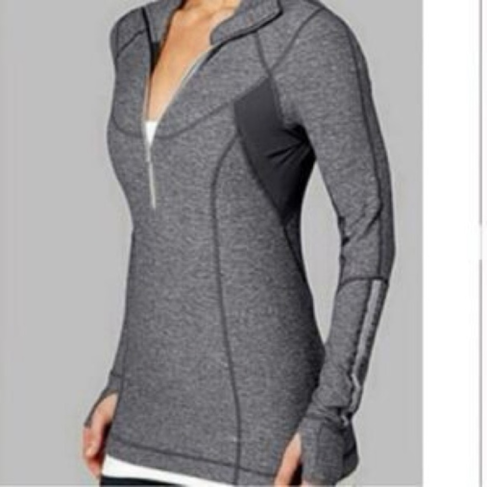 Lululemon Athletica Heather Gray Athletic Quarter-Zip Pullover - 10 - GUC